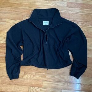 Abercrombie & Fitch YPB Cropped Black Half-Zip Small